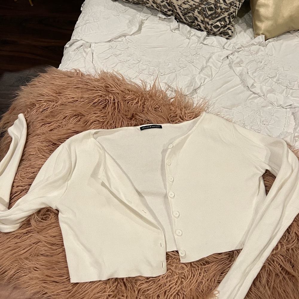 Brandy Melville button up cotton long sleeve crop top
